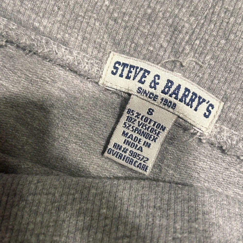 Y2K Steve & Barry Grey Sweat Micro Mini Skirt with Blue and White Side Stripes